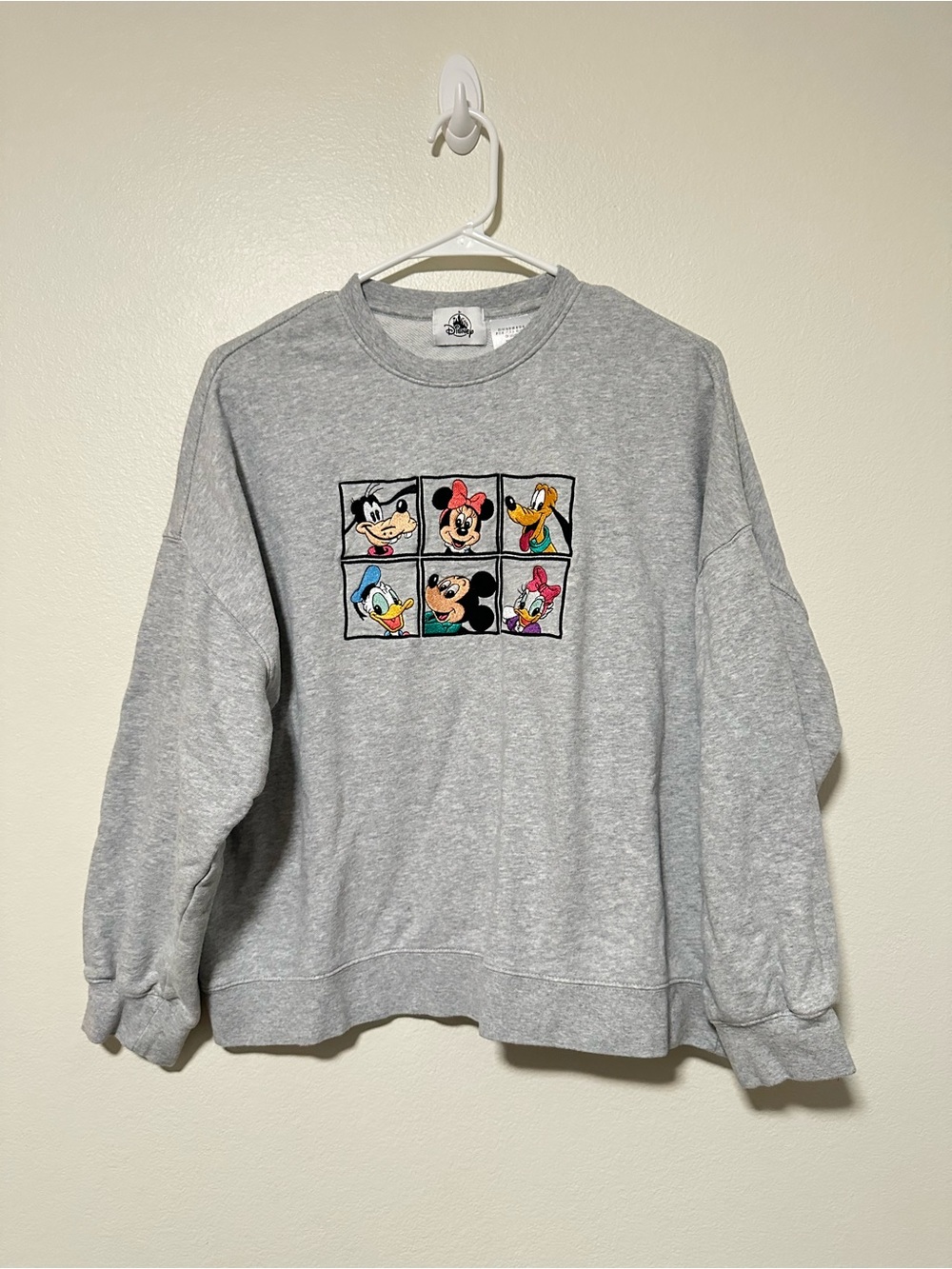 Disney Mickey Mouse & friends embroidered grey crew neck sweater